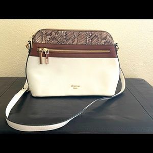 Dune shoulder bag - white and brown